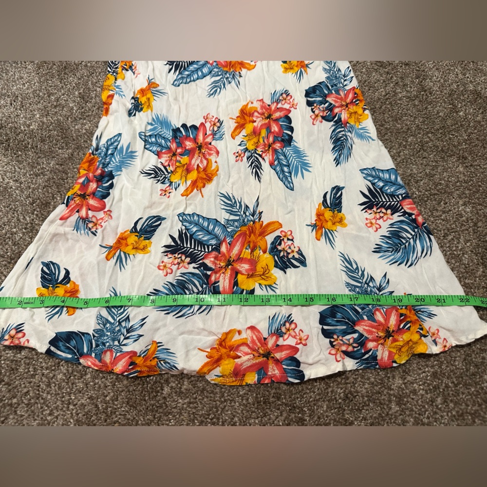 Emory Park Blue and Orange Hawaiian Patterned midi slip dress. - Picture 6 of 13